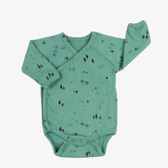Red Caribou - THE WOODS' MALACHITE GREEN RIB ONESIE - 9-12m organic pima cotton - Picture 4 of 8